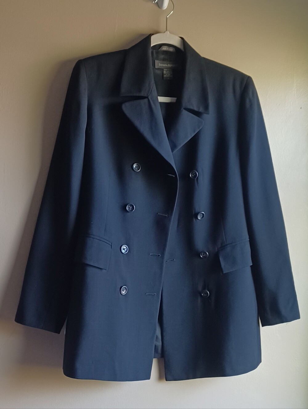 BANANA REPUBLIC women's WOOL Doble breasted In Black 4